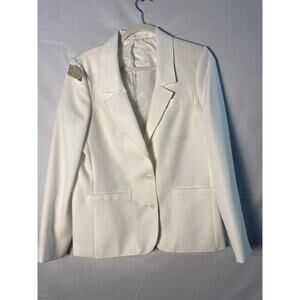 Vintage 60s-70s White Two-Buttons Blazer Jacket Career Business Women's Medium?